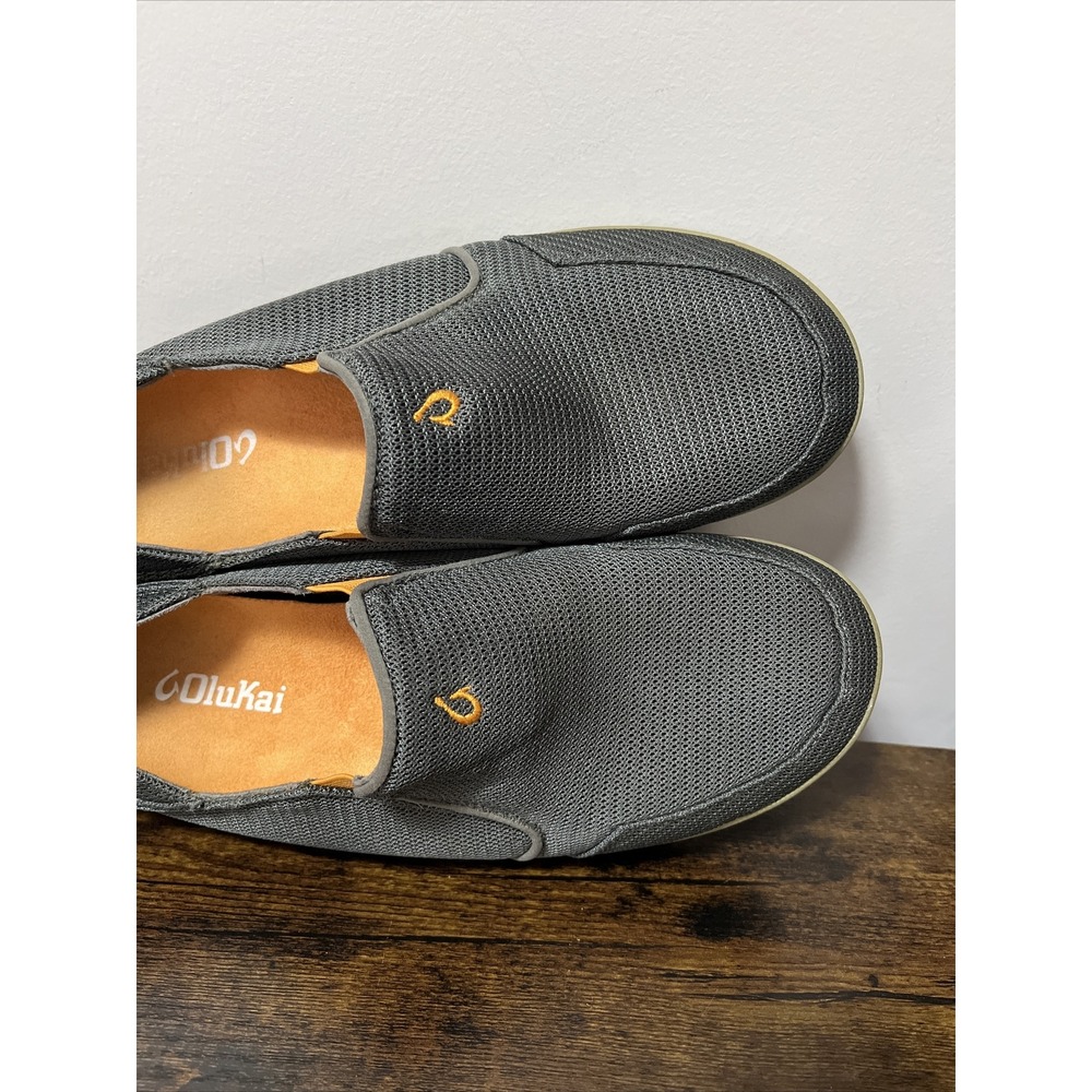 OluKai Men's Nohea Mesh Slip-On Shoes Dark Shadow Gray Mens‎ Size US 8.5 GUC - Picture 7 of 8